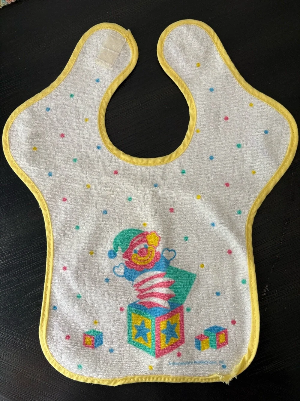 VTG Pinky Baby Products Bib Jack in Box Clown 80s 90s Retro Baby Nursery